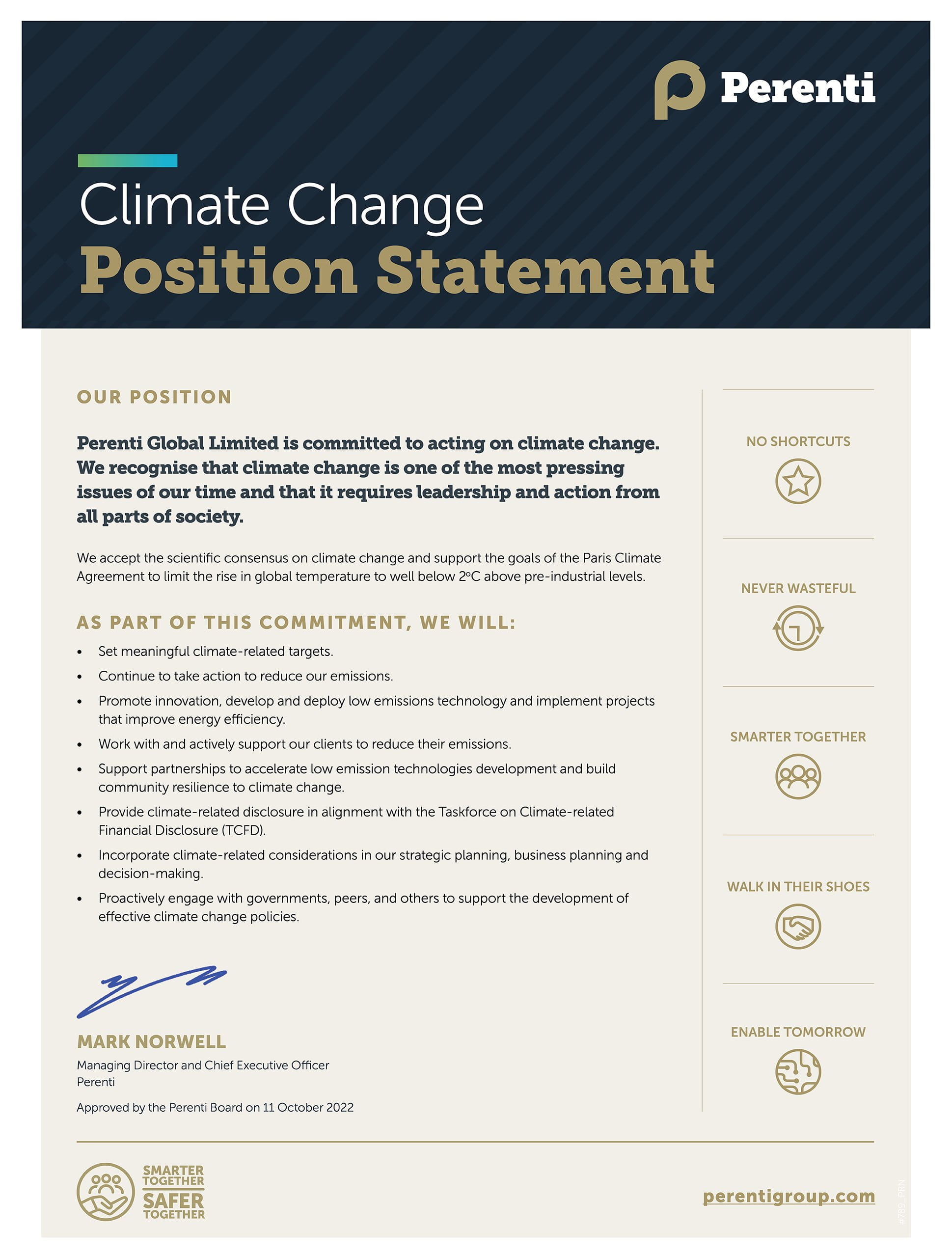 Climate Change • Climate Change Statement